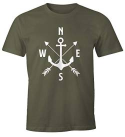 MoonWorks Cooles Herren T-Shirt Anker Kompass Windrose Arrows Army M von MoonWorks