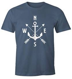 MoonWorks Cooles Herren T-Shirt Anker Kompass Windrose Arrows Denim M von MoonWorks