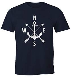 MoonWorks Cooles Herren T-Shirt Anker Kompass Windrose Arrows Navy XL von MoonWorks