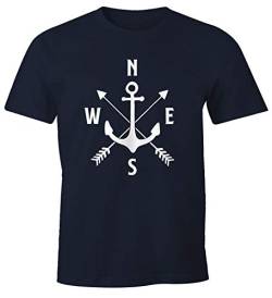 MoonWorks Cooles Herren T-Shirt Anker Kompass Windrose Arrows Navy XS von MoonWorks