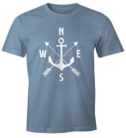 MoonWorks Cooles Herren T-Shirt Anker Kompass Windrose Arrows Stone Blue XL von MoonWorks