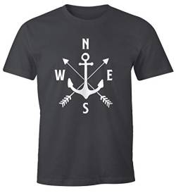 MoonWorks Cooles Herren T-Shirt Anker Kompass Windrose Arrows dunkelgrau XXL von MoonWorks