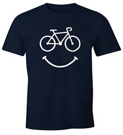 MoonWorks Fahrrad Herren T-Shirt Smile Happy Bike Radfahren Fun-Shirt Navy L von MoonWorks