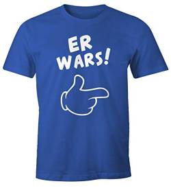 MoonWorks Herren T-Shirt Er Wars Spruch Comic Hand Fun-Shirt blau S von MoonWorks