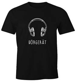 MoonWorks Herren T-Shirt Hörgerät Kopfhörer Headphones Fun-Shirt schwarz L von MoonWorks
