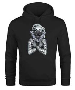 MoonWorks Hoodie Herren Marilyn Monroe Pistole Gun Gangster Kapuzenpullover Pullover mit Kapuze schwarz XXL von MoonWorks