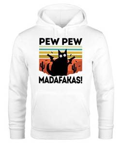 MoonWorks Hoodie Herren Pew Pew Madafakas! Schwarze Katze Spruch Meme lustig Kapuzen-Pullover weiß 3XL von MoonWorks