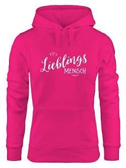 MoonWorks Hoodie für Damen, Lieblingsmensch, Sweatshirt mit Kapuze, Liebste oder Beste Freundin pink L von MoonWorks