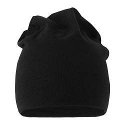 MoonWorks Jersey Beanie aus Baumwolle Mütze Herren Damen schwarz Unisize von MoonWorks