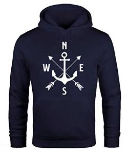 MoonWorks Kapuzen-Pullover Herren Anker Kompass Arrows Hoodie Navy 3XL von MoonWorks