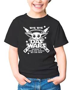 MoonWorks Kinder T-Shirt Jungen Bye Bye Kindergarten- Das Wars - Episode 2 Möge die Schule mit dir Sein Geschenk zur Einschulung Schulanfang Star schwarz 110-116 (5-6 Jahre) von MoonWorks