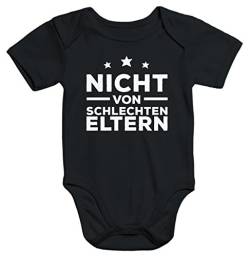 MoonWorks Kurzarm Baby-Body mit Aufdruck Nicht von schlechten Eltern Bio-Baumwolle schwarz 3-6 Monate von MoonWorks