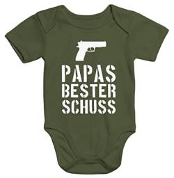 MoonWorks Papas Bester Schuß Baby Body Oliv 12-18 Monate von MoonWorks