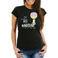 MoonWorks Print-Shirt Damen Einhorn T-Shirt Unicorn Platz da ich such den Weg ins Wunderland Spruch Slim Fit Moonworks® mit Print von MoonWorks