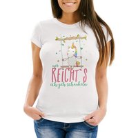 MoonWorks Print-Shirt Damen T-Shirt Einhorn auf Schaukel "Mir reicht`s ich geh schaukeln" mit Print von MoonWorks