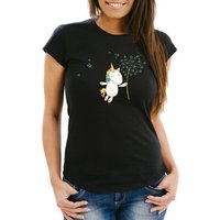 MoonWorks Print-Shirt Damen T-Shirt Einhorn mit Pusteblume Unicorn with Dandelion Slim Fit Moonworks® mit Print von MoonWorks