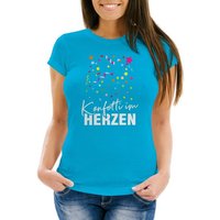 MoonWorks Print-Shirt Damen T-Shirt Fasching Karneval Konfetti im Herzen Kostüm-Ersatz Verkl mit Print von MoonWorks