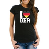 MoonWorks Print-Shirt Damen T-Shirt I Love Germany Deutschland-Herz Fußball WM-Shirt Fanshirt Deutschlandshirt Moonworks® mit Print von MoonWorks