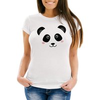 MoonWorks Print-Shirt Damen T-Shirt Panda Gesicht Pandabär Tiergesichter Slim Fit Moonworks® mit Print von MoonWorks