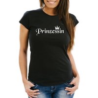 MoonWorks Print-Shirt Damen T-Shirt Princess Prinzessin Krone Crown Slim Fit Moonworks® mit Print von MoonWorks