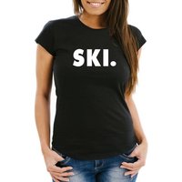 MoonWorks Print-Shirt Damen T-Shirt Ski Wintersport Wintersportler Ski-Fahrer Slim Fit Moonworks® mit Print von MoonWorks