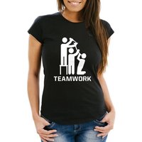 MoonWorks Print-Shirt Damen T-Shirt Teamwork lustiges Trink Shirt Saufen Bier Party Moonworks® mit Print von MoonWorks