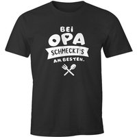 MoonWorks Print-Shirt Herren T-Shirt Koch Spruch bei Papa/Opa schmeckt's am besten Fun-Shirt Moonworks® mit Print von MoonWorks