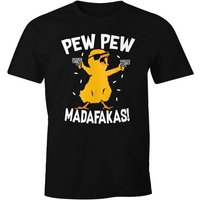 MoonWorks Print-Shirt Herren T-Shirt Pew Pew Madafakas Crazy Chick Küken Meme Spruch Trend Fun-Shirt Moonworks® mit Print von MoonWorks