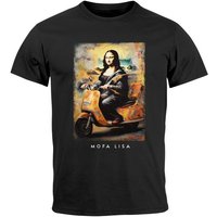 MoonWorks Print-Shirt Herren T-Shirt Print Aufdruck Mona Lisa Parodie Meme Kapuzen-Pullover mit Print von MoonWorks