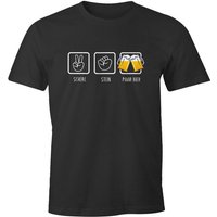 MoonWorks Print-Shirt Herren T-Shirt Schere, Stein, paar Bier lustiges Trink Shirt Saufen Bier Party Moonworks® mit Print von MoonWorks