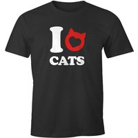 MoonWorks Print-Shirt Herren T-Shirt Spruch I love cats Katze Herz Grafik Motiv Fun-Shirt Spruch lustig Moonworks® mit Print von MoonWorks