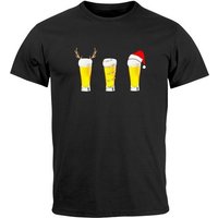 MoonWorks Print-Shirt Herren T-Shirt Weihnachten Bier Lustig Fun-Shirt Alkohol Biergläser Sa mit Print von MoonWorks