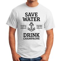 MoonWorks Print-Shirt Save water drink Champagne Herren T-Shirt Fun-Shirt mit Print von MoonWorks