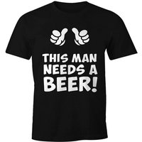 MoonWorks Print-Shirt This man needs a beer Herren Bier T-Shirt mit Print von MoonWorks