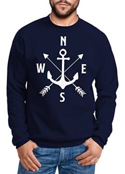 MoonWorks Sweatshirt Herren Anker Kompass Arrows Rundhals-Pullover Navy 3XL von MoonWorks