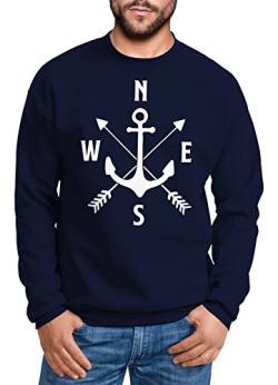 MoonWorks Sweatshirt Herren Anker Kompass Arrows Rundhals-Pullover Navy XXL von MoonWorks