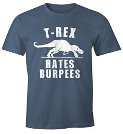 MoonWorks T-Rex Hates Burpees Herren T-Shirt Fun-Shirt Denim S von MoonWorks