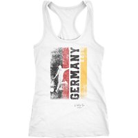 MoonWorks Tanktop Damen Tank Top Fan-Shirt Deutschland WM 2018 Fußball Weltmeisterschaft Racerback Muskelshirt Muscle Shirt Achselshirt Moonworks® von MoonWorks