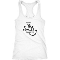 MoonWorks Tanktop Damen Tank Top Wear a Smile it always fits Racerback Tanktop Moonworks® von MoonWorks