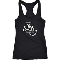 MoonWorks Tanktop Damen Tank Top Wear a Smile it always fits Racerback Tanktop Moonworks® von MoonWorks