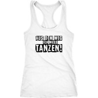 MoonWorks Tanktop Damen Tanktop Aus dem Weg ich muß tanzen Racerback Tank Top Party Feiern Spruch Shirt Techno Moonworks® von MoonWorks