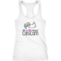 MoonWorks Tanktop Damen Tanktop Be a magic caticorn Einhorn Katze Racerback Tank Top Moonworks® von MoonWorks