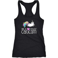 MoonWorks Tanktop Damen Tanktop Be a magic caticorn Einhorn Katze Racerback Tank Top Moonworks® von MoonWorks