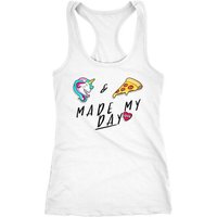 MoonWorks Tanktop Damen Tanktop Einhorn & Pizza made my day Sprüche Spruch Racerback Tank-Top Moonworks® von MoonWorks