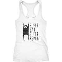 MoonWorks Tanktop Damen Tanktop Faultier Sleep eat Sleep Repeat Racerback Tank Top Shirt Moonworks® von MoonWorks