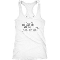 MoonWorks Tanktop Damen Tanktop platz da - ich such den Weg ins Wunderland Racerback Tank Top Spruch Moonworks® von MoonWorks