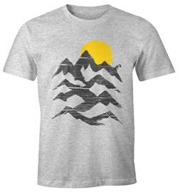 MoonWorks Wandern Herren T-Shirt Berge Sonnenaufgang grau-meliert L von MoonWorks