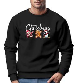 MoonworksSweatshirt Herren Weihnachtspullover Lustig Cool Ugly Xmas Sweater Merry Christmas Dabbing Santa schwarz 4XL von MoonWorks