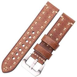 Handgemachte Uhrenarmbänder 22 24mm Leder Vintage-Uhrenarmband-Frauen-Mann-Uhr-Zubehör Braun 24mm von Moonbaby