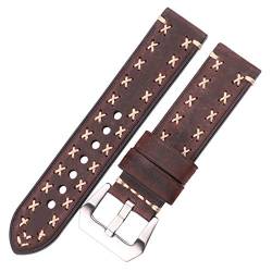 Handgemachte Uhrenarmbänder 22 24mm Leder Vintage-Uhrenarmband-Frauen-Mann-Uhr-Zubehör Kaffee 22mm von Moonbaby